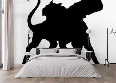 silhouette of a three-headed dog or ceberus Wall mural