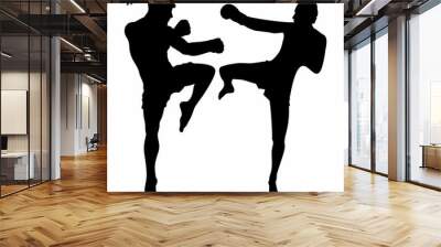 silhouettes of fights with martial arts, fists Wall mural