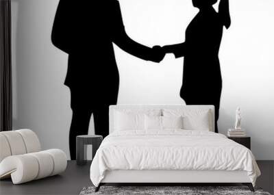 silhouettes of people shaking hands in business Wall mural