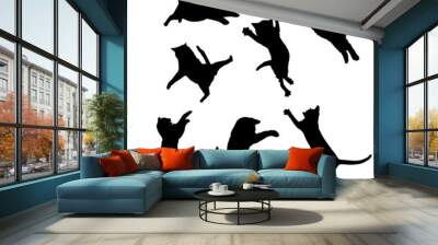 vector set of cute cat silhouettes, cat symbol or sign Wall mural