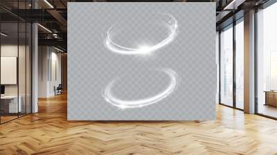 Glowing white spiral. Speed ​​abstract lines effect. Rotating shiny rings. Glowing circular lines. Glowing ring trail. Vector. Wall mural