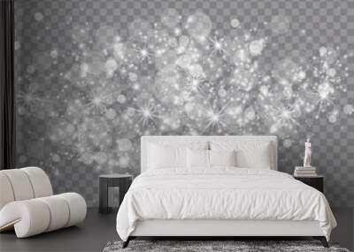 Gold light glow effect stars bursts with sparkles isolated on transparent background Wall mural