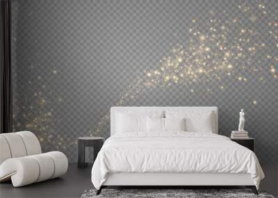 Gold sparks and golden stars glitter special light effect. Vector sparkles on transparent background. Christmas abstract. dust	 Wall mural