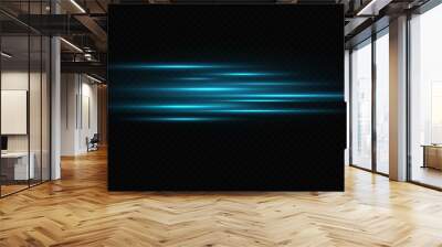 Motion light effect for banners. Blue lines. The effect of speed on a blue background. Wall mural