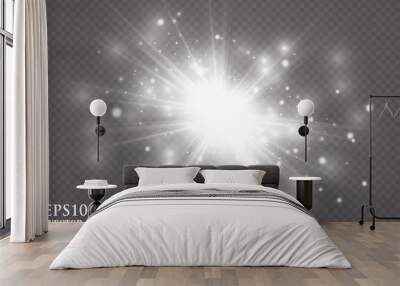 Vector transparent sunlight special lens flare light effect. Wall mural