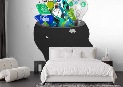 Human brain. Creative mind concept. Genius. Vector Wall mural