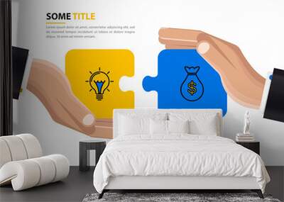 Infographic design template. Agreement between two traders Wall mural