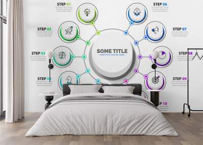 Infographic design template. Creative concept with 10 steps Wall mural