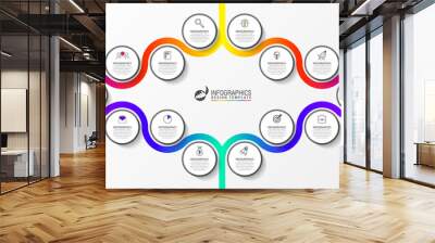 Infographic design template. Creative concept with 14 steps Wall mural