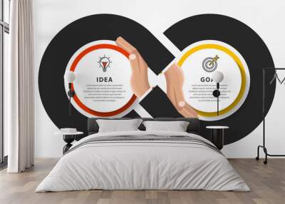 Infographic design template. Creative concept with 2 steps Wall mural