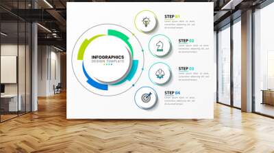 Infographic design template. Creative concept with 4 steps Wall mural