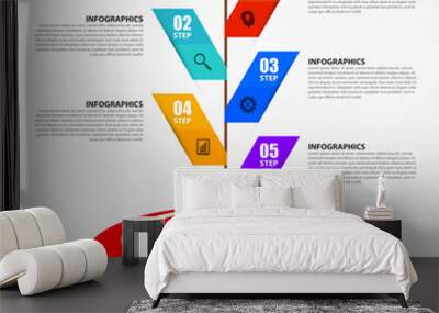 Infographic design template. Creative concept with 5 steps Wall mural