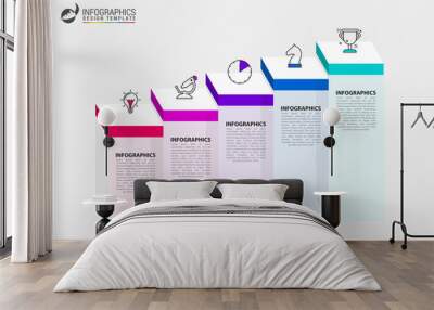 Infographic design template. Creative concept with 5 steps Wall mural