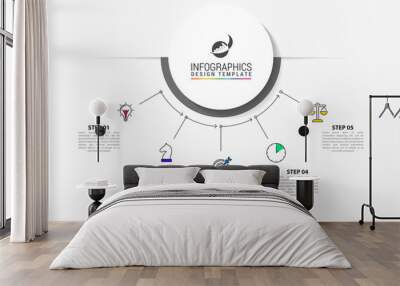 Infographic design template. Creative concept with 5 steps Wall mural