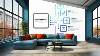 Infographic design template. Creative concept with 5 steps Wall mural