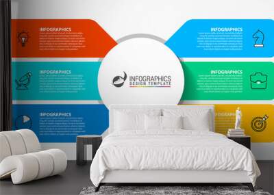 Infographic design template. Creative concept with 6 steps Wall mural