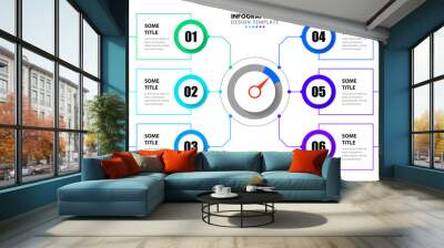 Infographic design template. Creative concept with 6 steps Wall mural