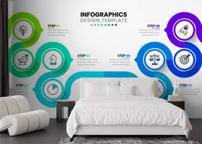 Infographic design template. Creative concept with 8 steps Wall mural