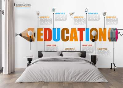 Infographic design template. Education concept with 9 steps Wall mural