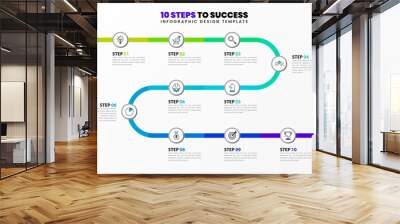 Infographic design template. Timeline concept with 10 steps Wall mural