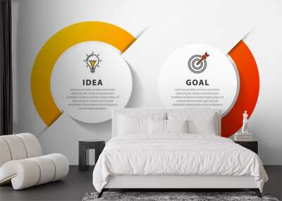 Infographic design template. Timeline concept with 2 steps Wall mural