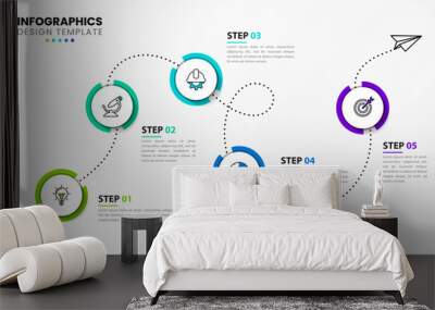 Infographic design template. Timeline concept with 5 steps Wall mural