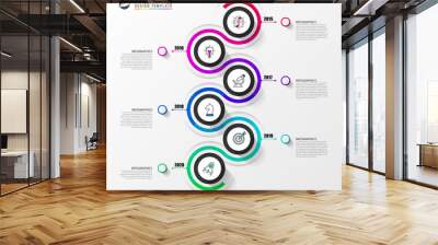 Infographic design template. Timeline concept with 6 steps Wall mural