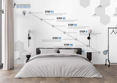 Infographic design template. Timeline concept with 7 steps Wall mural