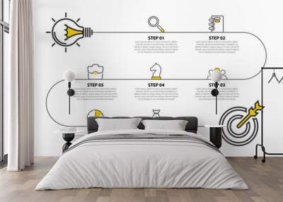 Infographic design template. Timeline concept with 7 steps Wall mural