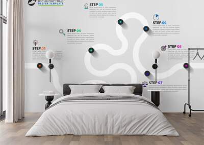 Infographic design template. Timeline concept with 8 steps Wall mural