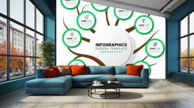 Infographic template with icons and 10 options or steps. Tree Wall mural