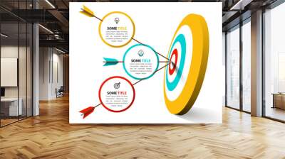 Infographic template with icons and 3 options or steps. Dart Wall mural