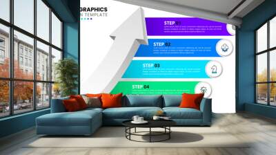 Infographic template with icons and 4 options or steps. Arrow Wall mural