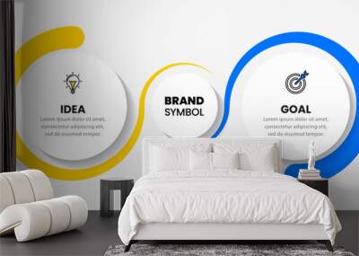 Infographic template. 2 steps with an idea and a goal. Vector Wall mural