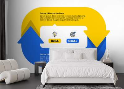 Infographic template. 2 steps with idea and goal Wall mural