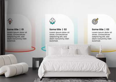 Infographic template. 3 banners with icons and text Wall mural