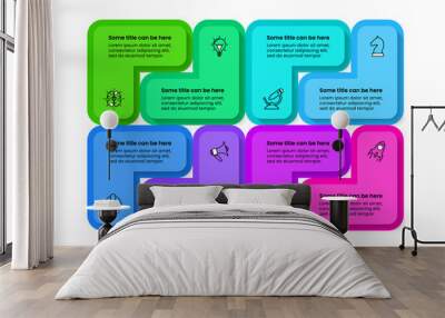 Infographic template. 8 abstract steps with icons and text Wall mural