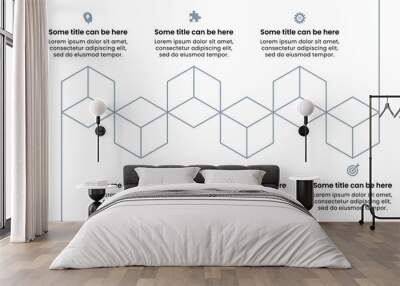 Infographic template. Abstract geometric line with 6 steps Wall mural