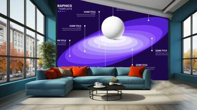 Infographic template. Abstract purple sphere with 8 steps Wall mural