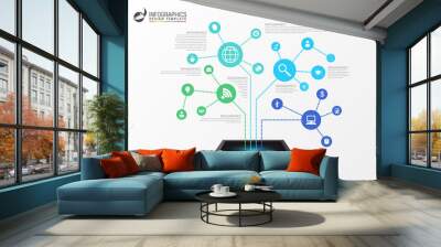 infographic template. Business network concept. Vector Wall mural