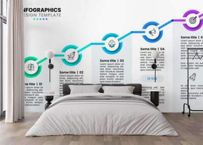 Infographic template. Growing chart with 5 steps Wall mural