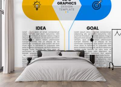 Infographic template. Idea and goal. 2 steps with text Wall mural