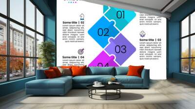 Infographic template. Puzzle with 4 steps in a vertical line Wall mural