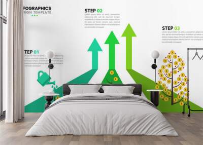 Investment and finance growth business concept with 7 steps. Vector Wall mural