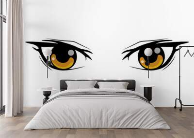 cute cartoon eyes Collection of cartoon eyes with a variety of emotions Japanese faces of male and female characters. Cartoon eyes. For shirt screen work. Vector illustration on a white background. Wall mural