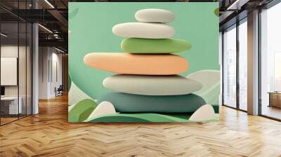 Abstract Balanced Stones On Sea In Sunny Day Wall mural