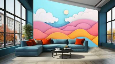 Clear sky and close-up of a cloud-filled natural landscape, Clear sky with close-up view of cloud filled landscape Wall mural