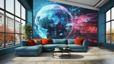 Global connectivity through innovative technology Mixed media concept Wall mural