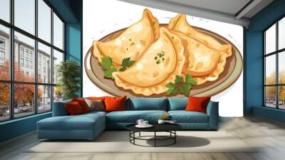 Top view of 32bit of Pierogi in a vector cartoon style, isolate white background Wall mural