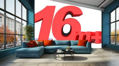 16 million followers thank you 3d word on white background. 3d illustration for Social Network friends or followers, like Wall mural